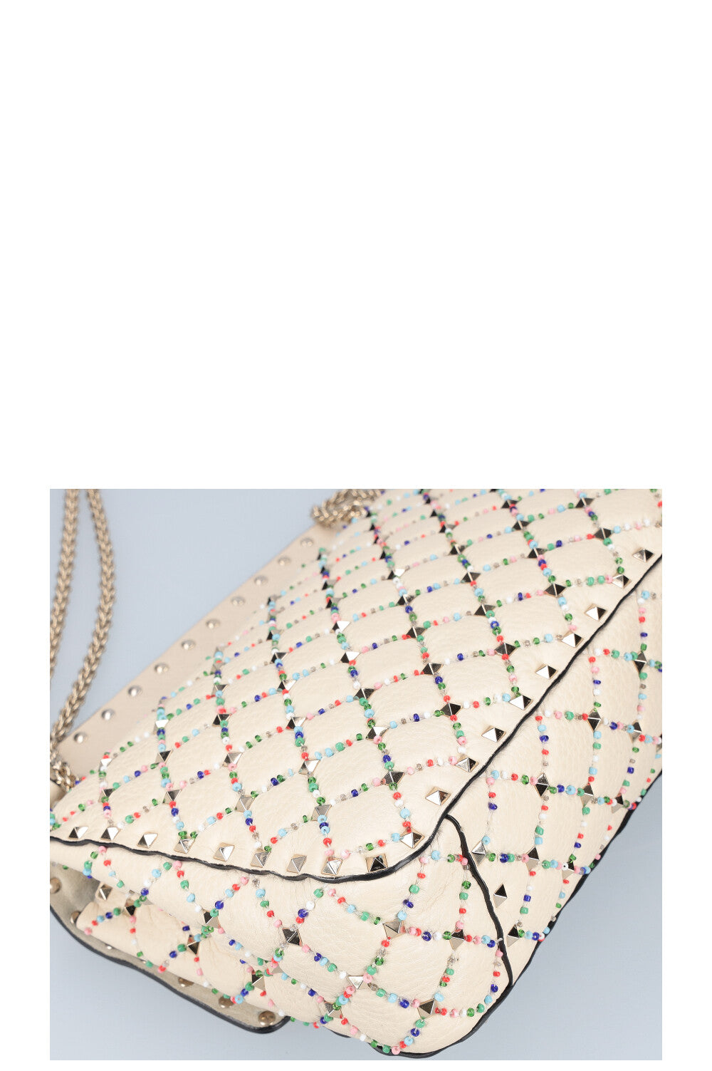 VALENTINO Rockstud Spike Bag Beads Ivory