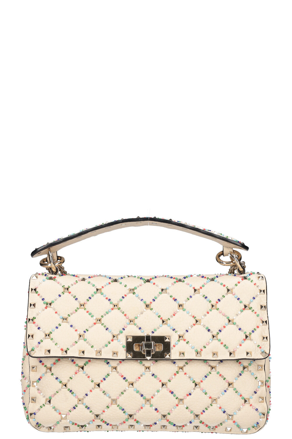 VALENTINO Rockstud Spike Bag Beads Ivory