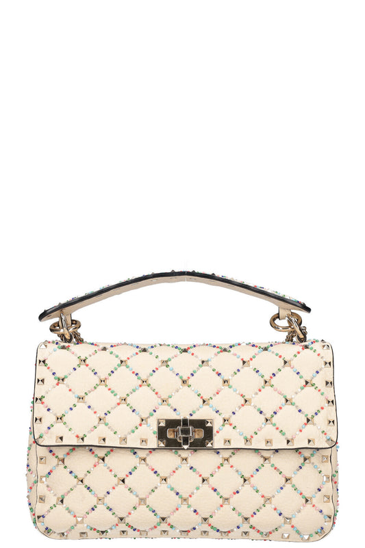 VALENTINO Rockstud Spike Bag Beads Ivory