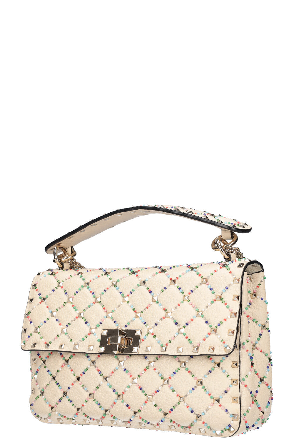 VALENTINO Rockstud Spike Bag Beads Ivory