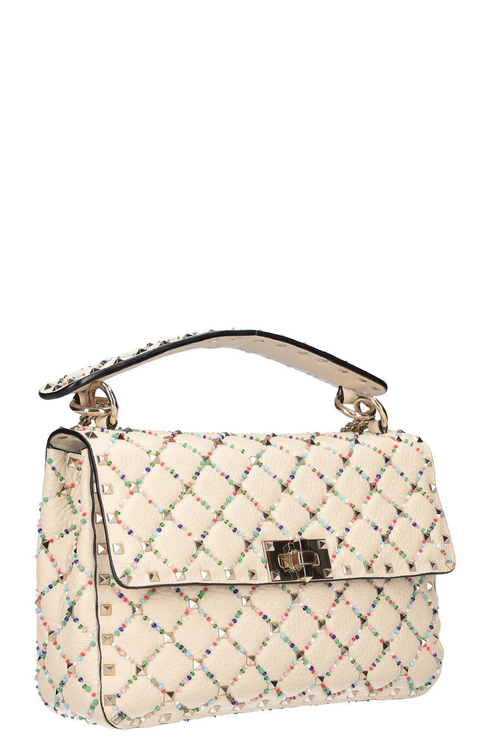 VALENTINO Rockstud Spike Bag Beads Ivory