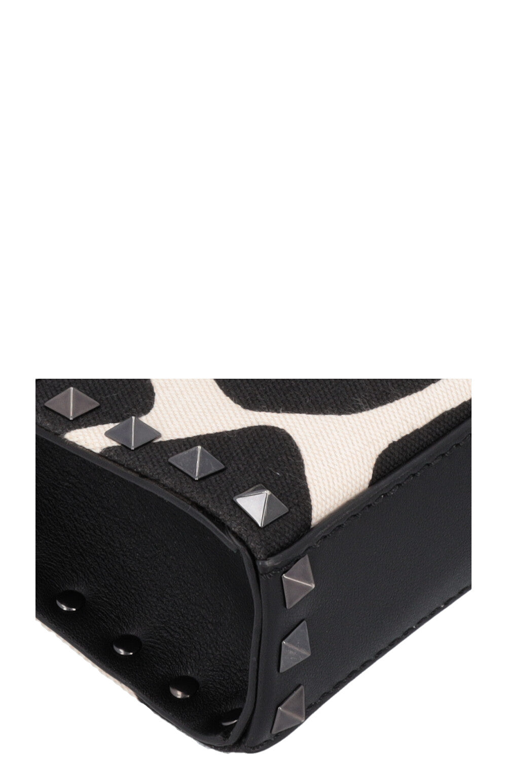 VALENTINO Small Rockstud Bag Canvas Black White