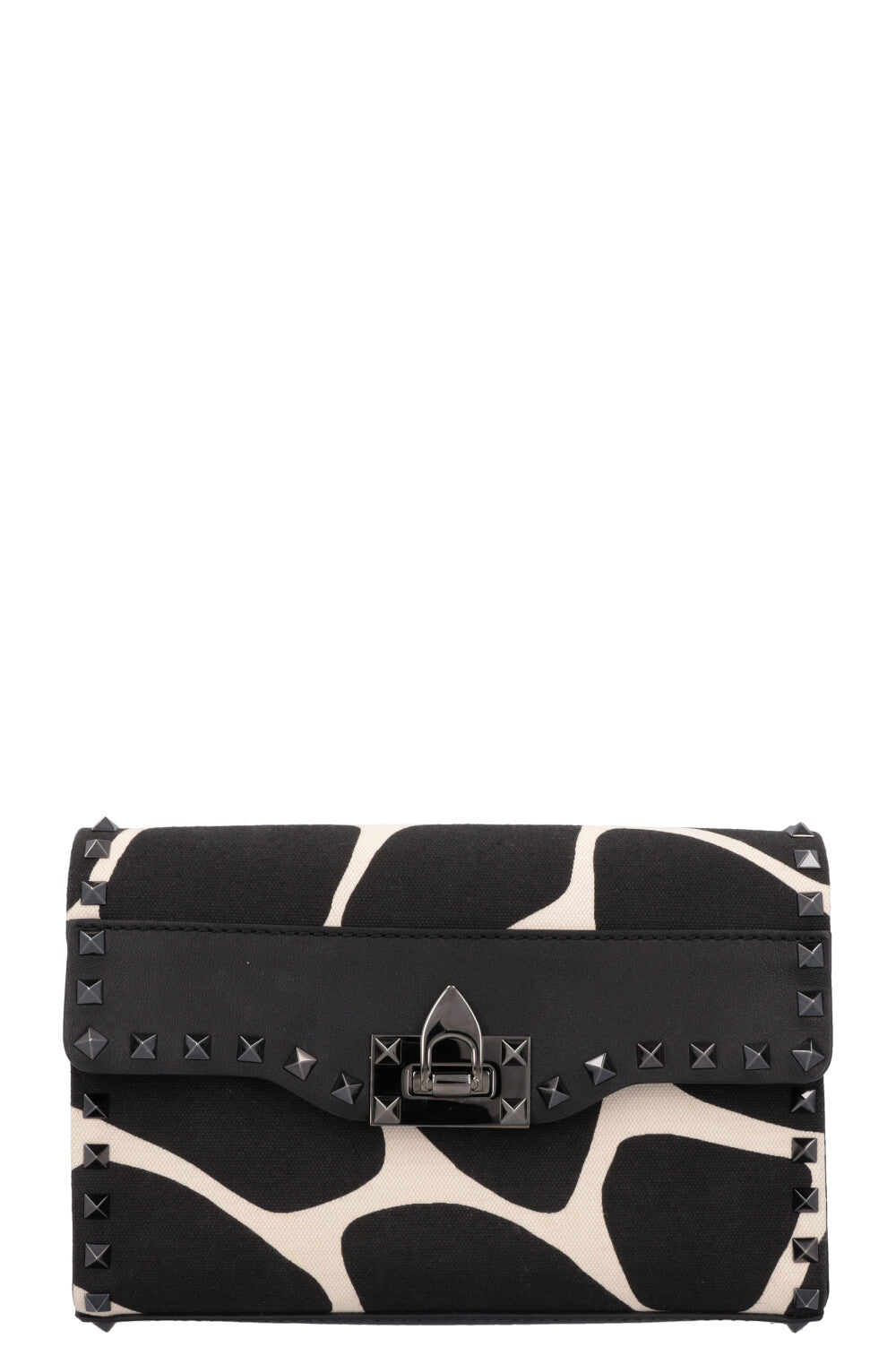 VALENTINO Small Rockstud Bag Canvas Black White