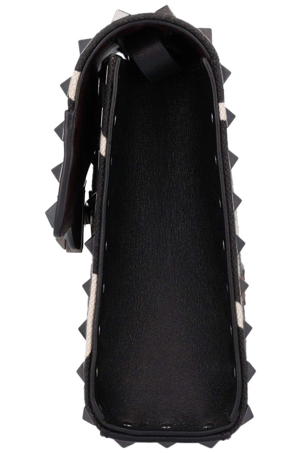 VALENTINO Small Rockstud Bag Canvas Black White