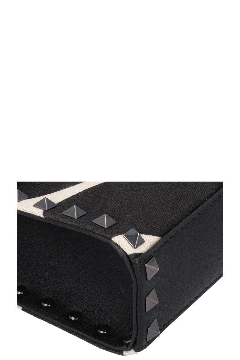 VALENTINO Small Rockstud Bag Canvas Black White