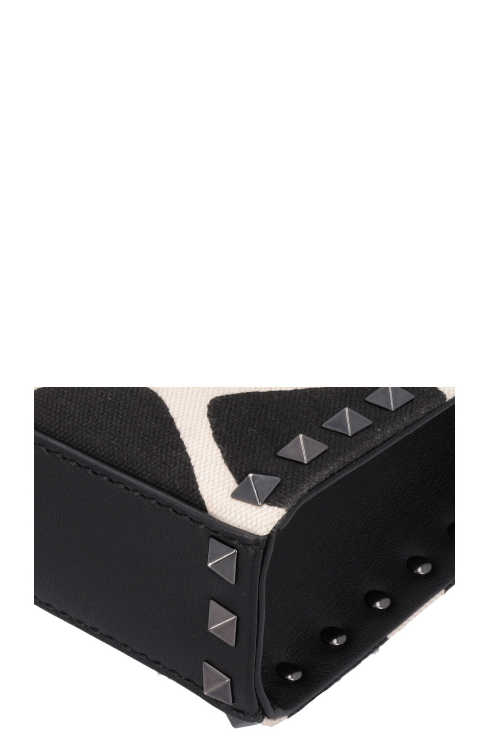 VALENTINO Small Rockstud Bag Canvas Black White
