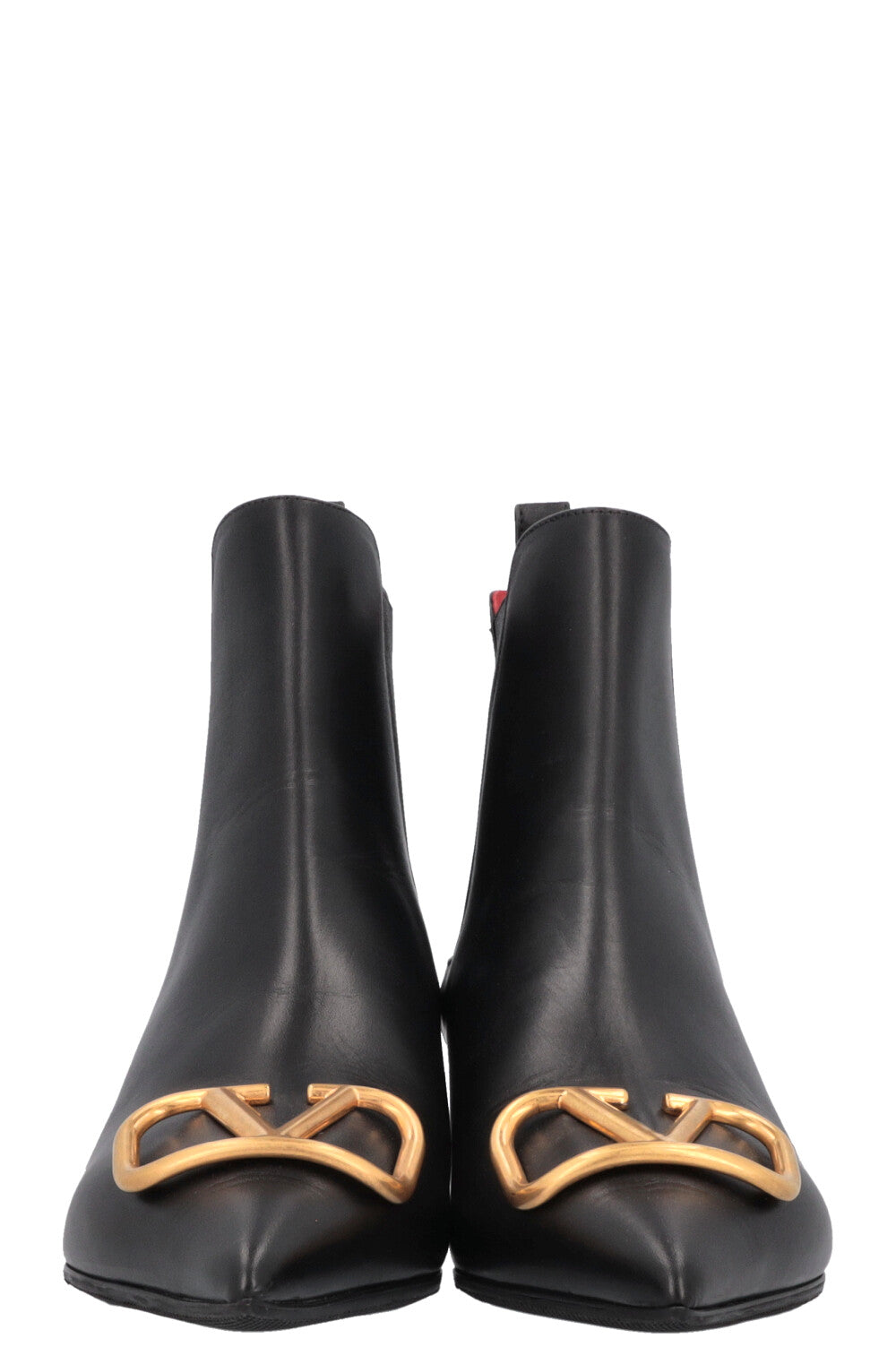 VALENTINO V Logo Boots Leather Black Gold