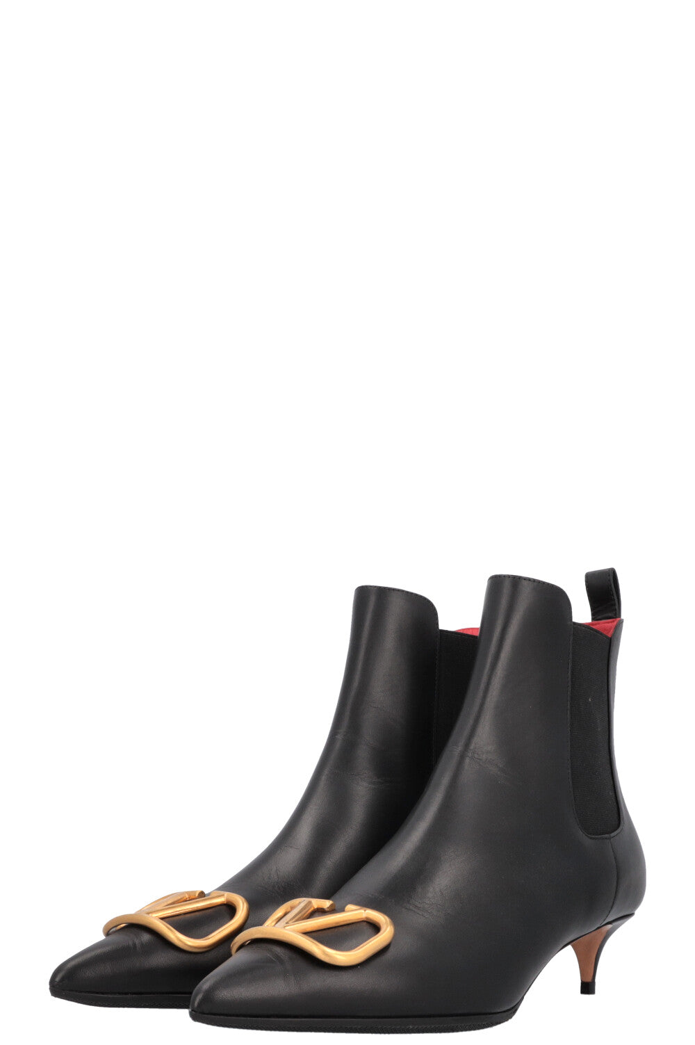 VALENTINO V Logo Boots Leather Black Gold