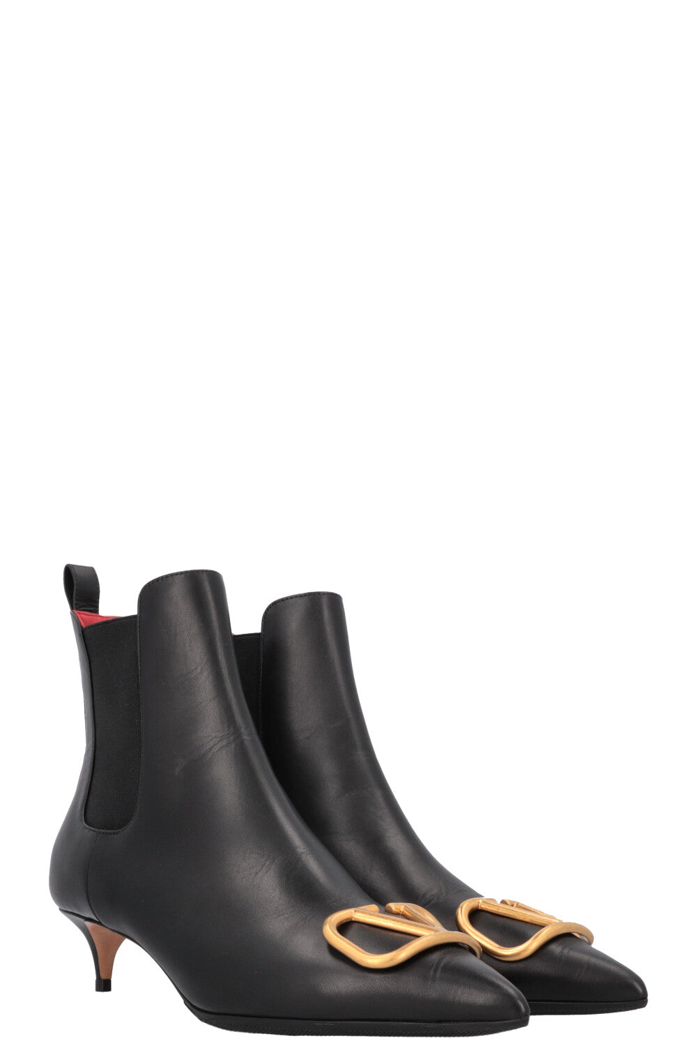 VALENTINO V Logo Boots Leather Black Gold