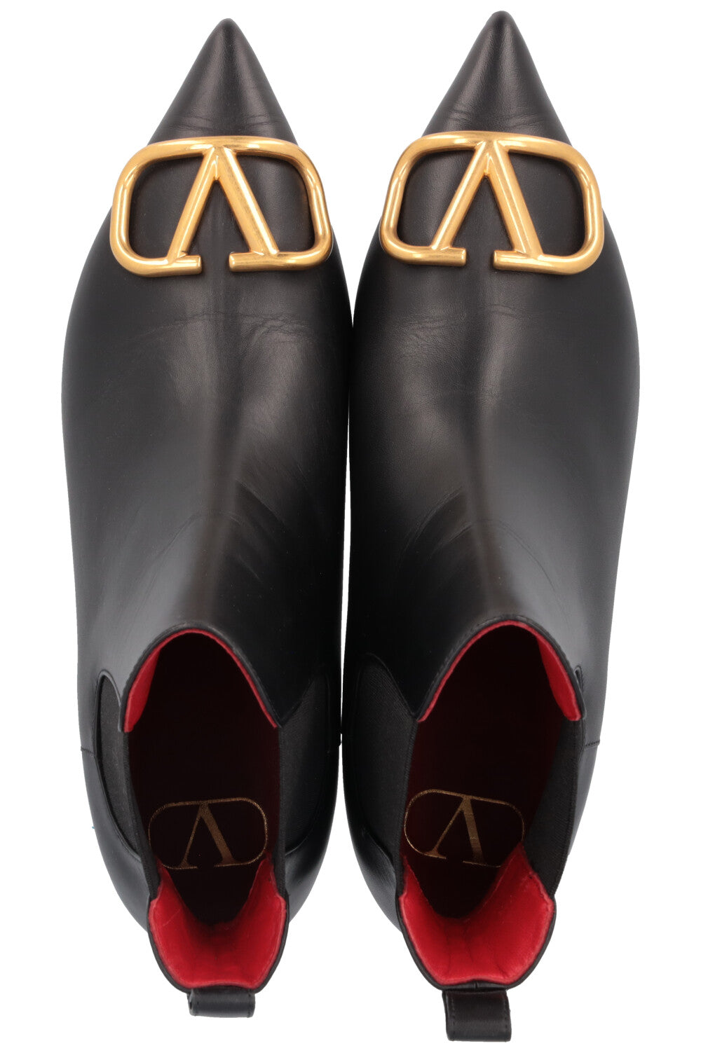 VALENTINO V Logo Boots Leather Black Gold