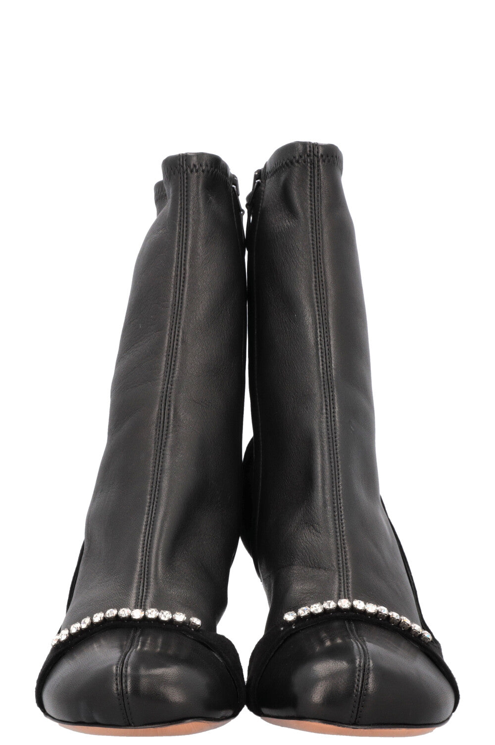 VALENTINO Crystal Details Boots Leather Black