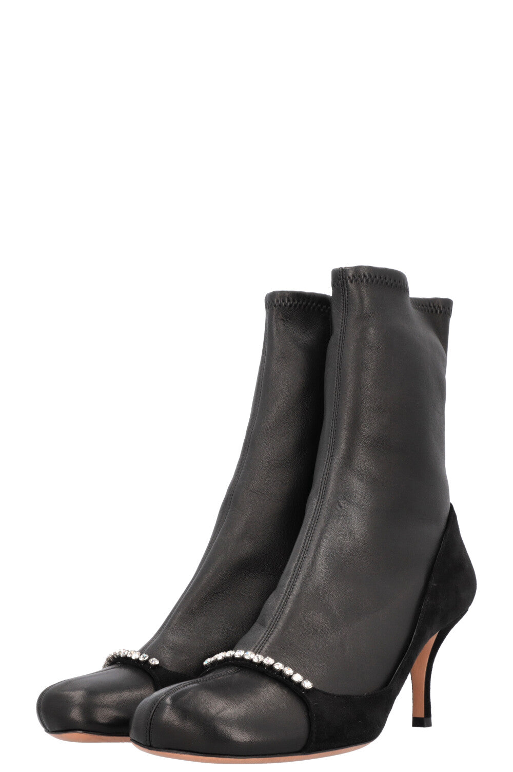 VALENTINO Crystal Details Boots Leather Black