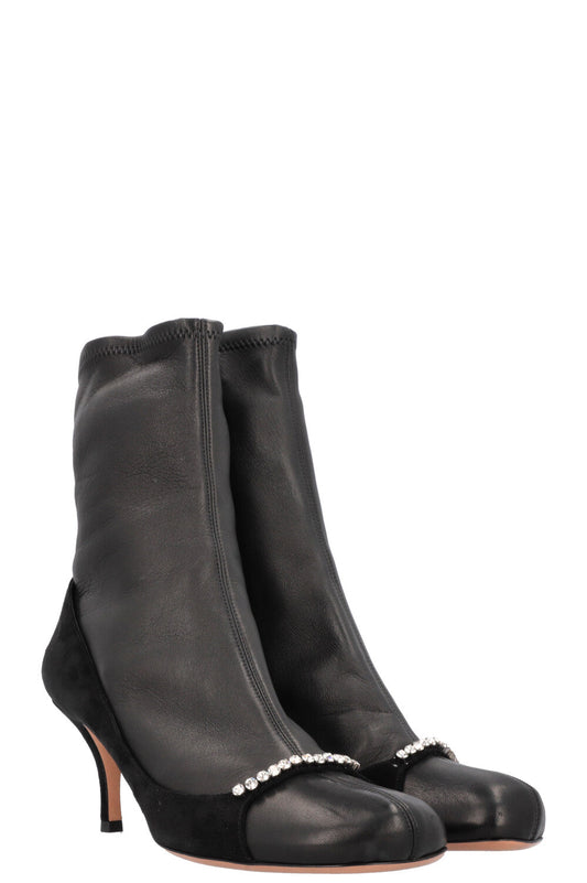 VALENTINO Crystal Details Boots Leather Black
