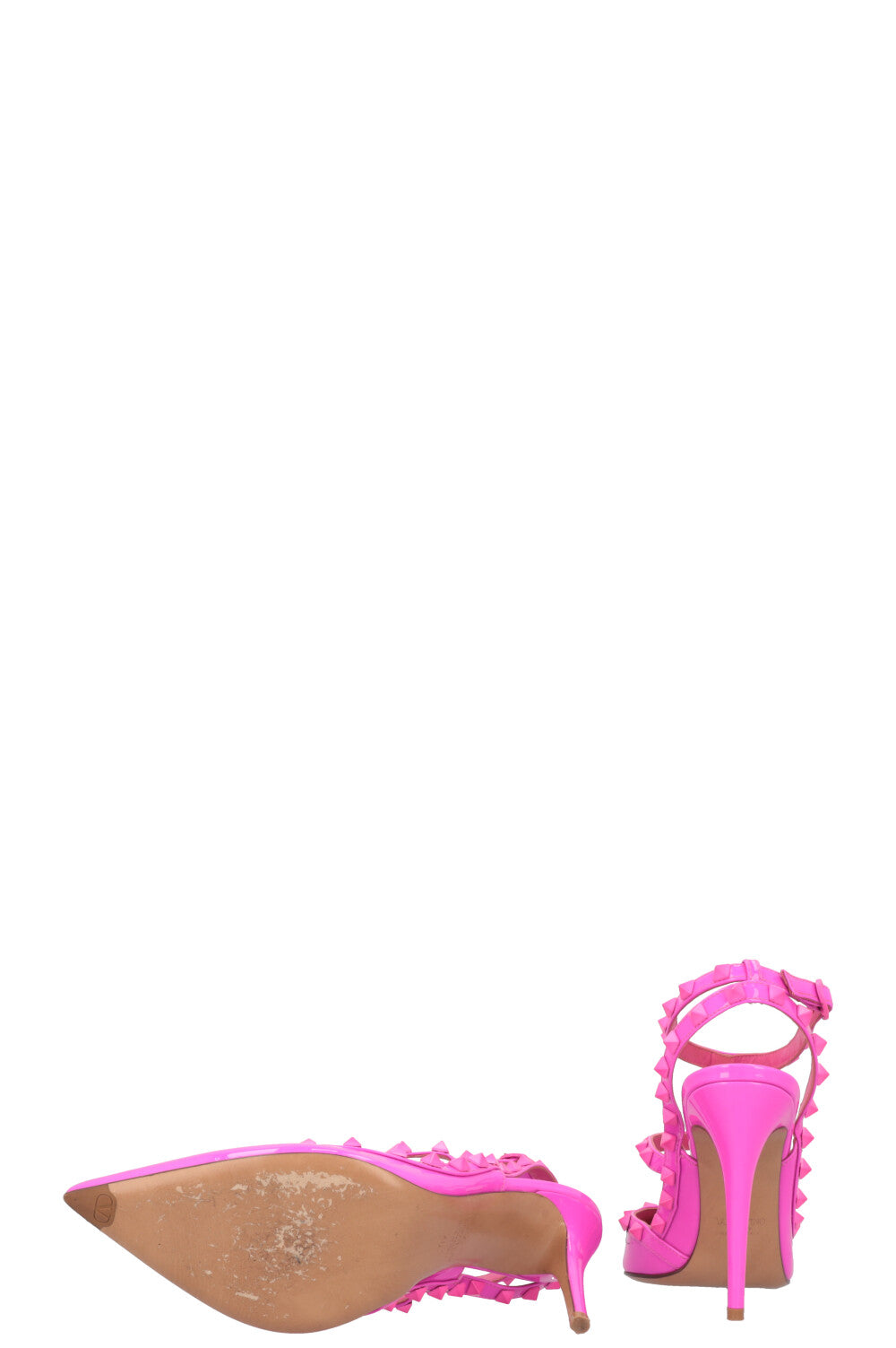 VALENTINO Ruckstud Heels Hot Pink Patent