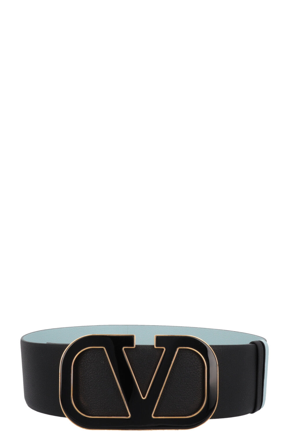 VALENTINO V Logo Reversible Waist Belt Leather Black