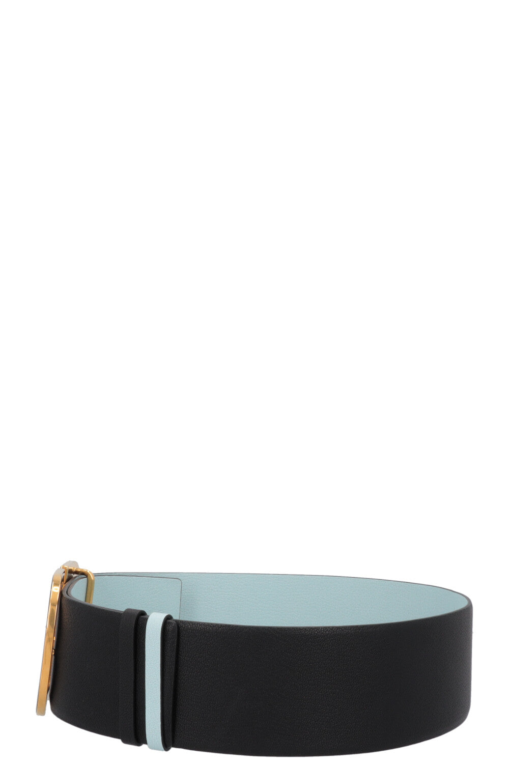 VALENTINO V Logo Reversible Waist Belt Leather Black