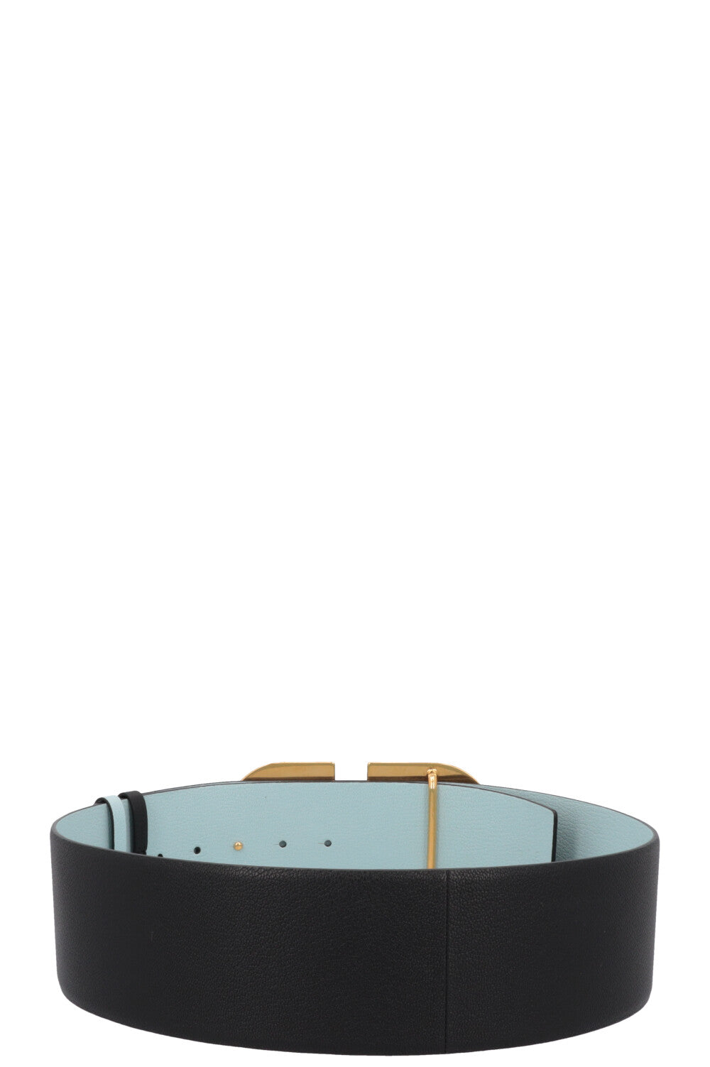 VALENTINO V Logo Reversible Waist Belt Leather Black