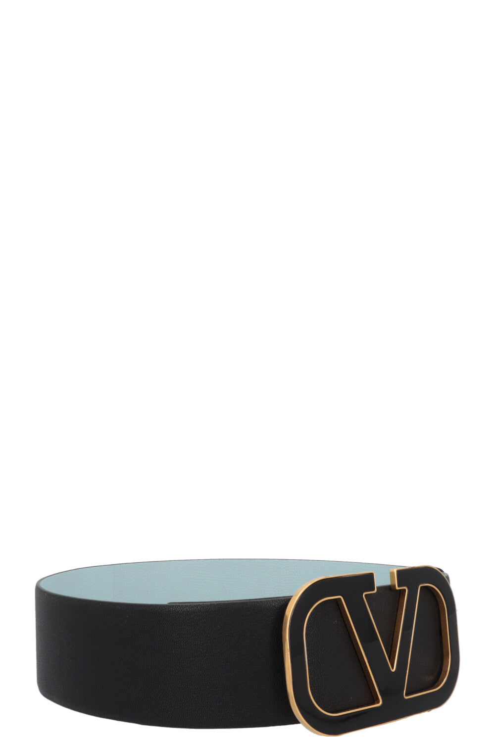 VALENTINO V Logo Reversible Waist Belt Leather Black