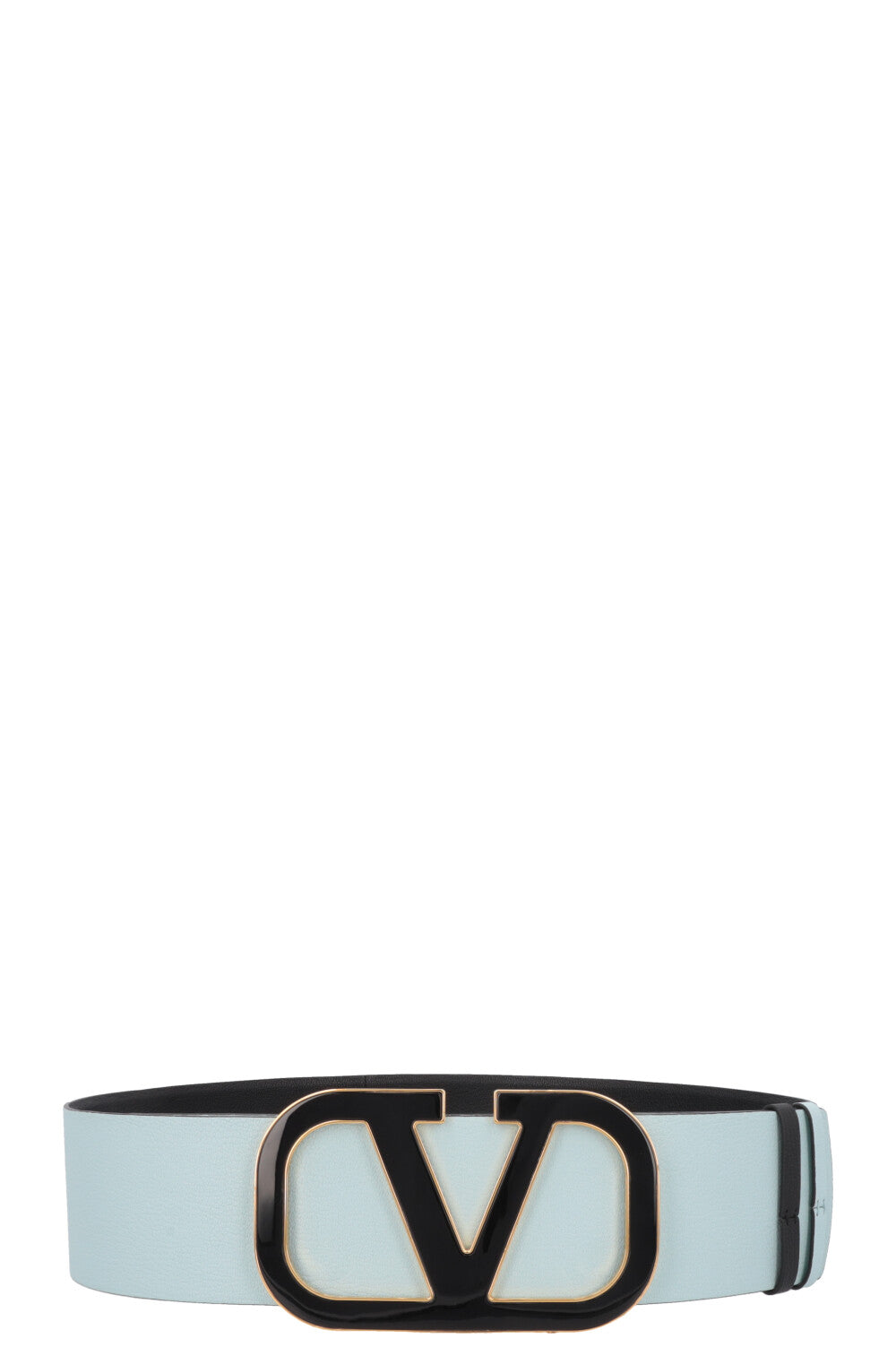 VALENTINO V Logo Reversible Waist Belt Leather Black