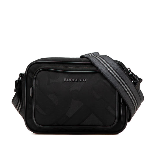 Black Burberry TB Monogram Canvas Paddy Crossbody