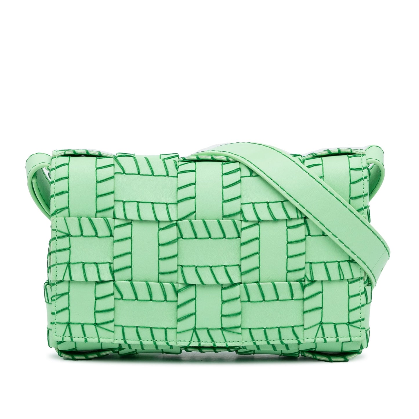 Green Bottega Veneta Maxi Intrecciato Overlock Stitched Cassette Crossbody