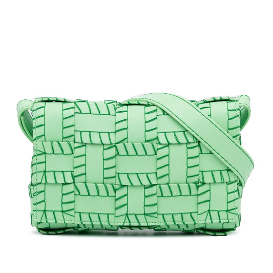 Green Bottega Veneta Maxi Intrecciato Overlock Stitched Cassette Crossbody