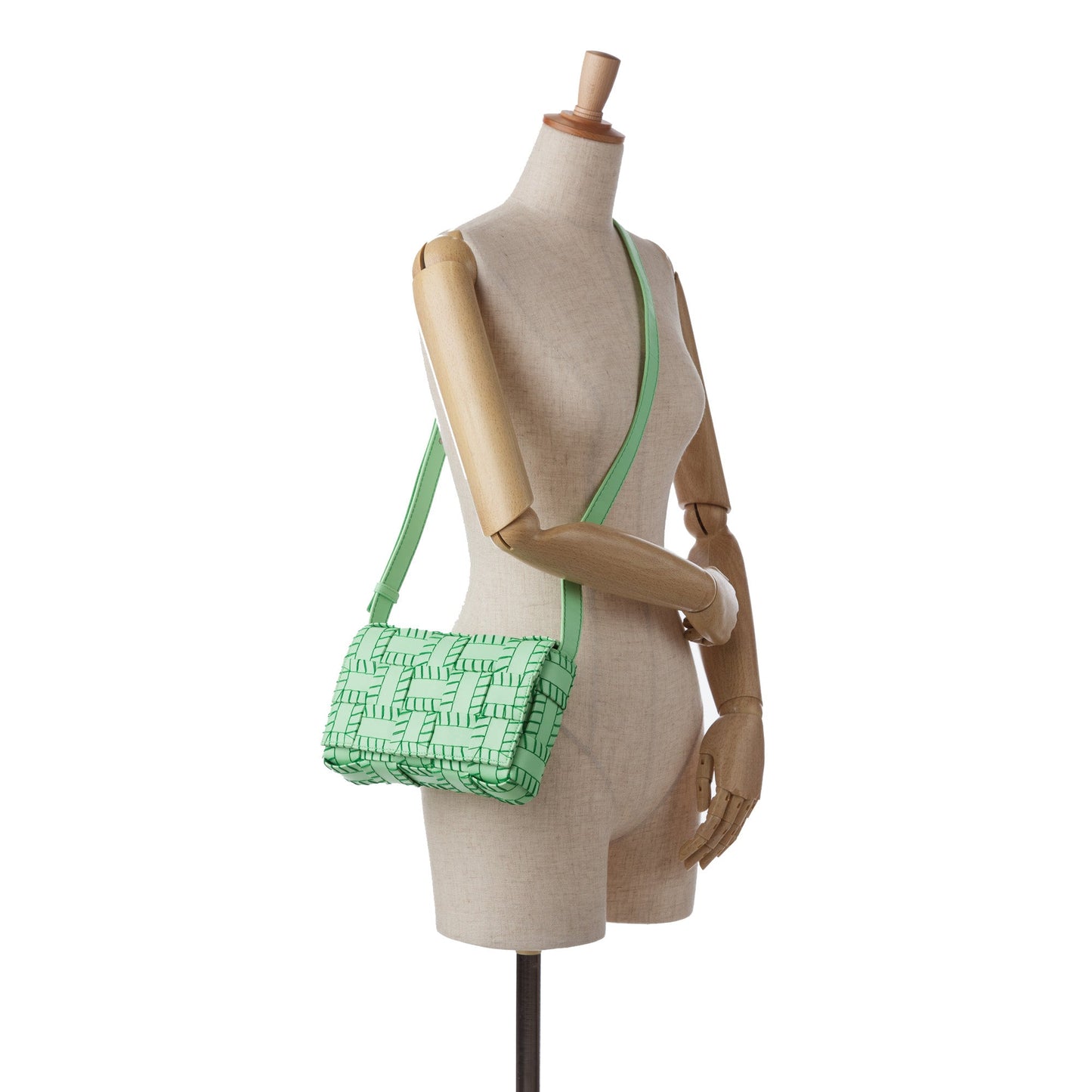 Green Bottega Veneta Maxi Intrecciato Overlock Stitched Cassette Crossbody