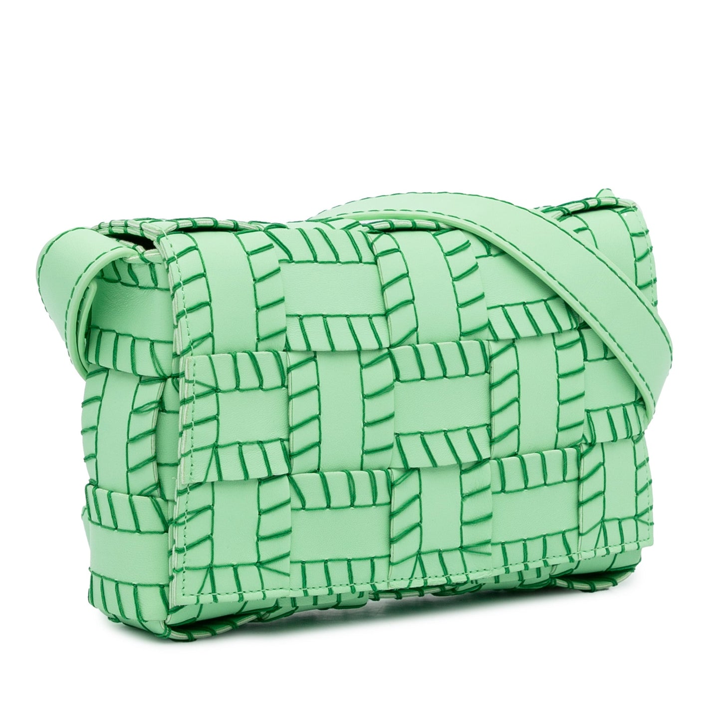 Green Bottega Veneta Maxi Intrecciato Overlock Stitched Cassette Crossbody