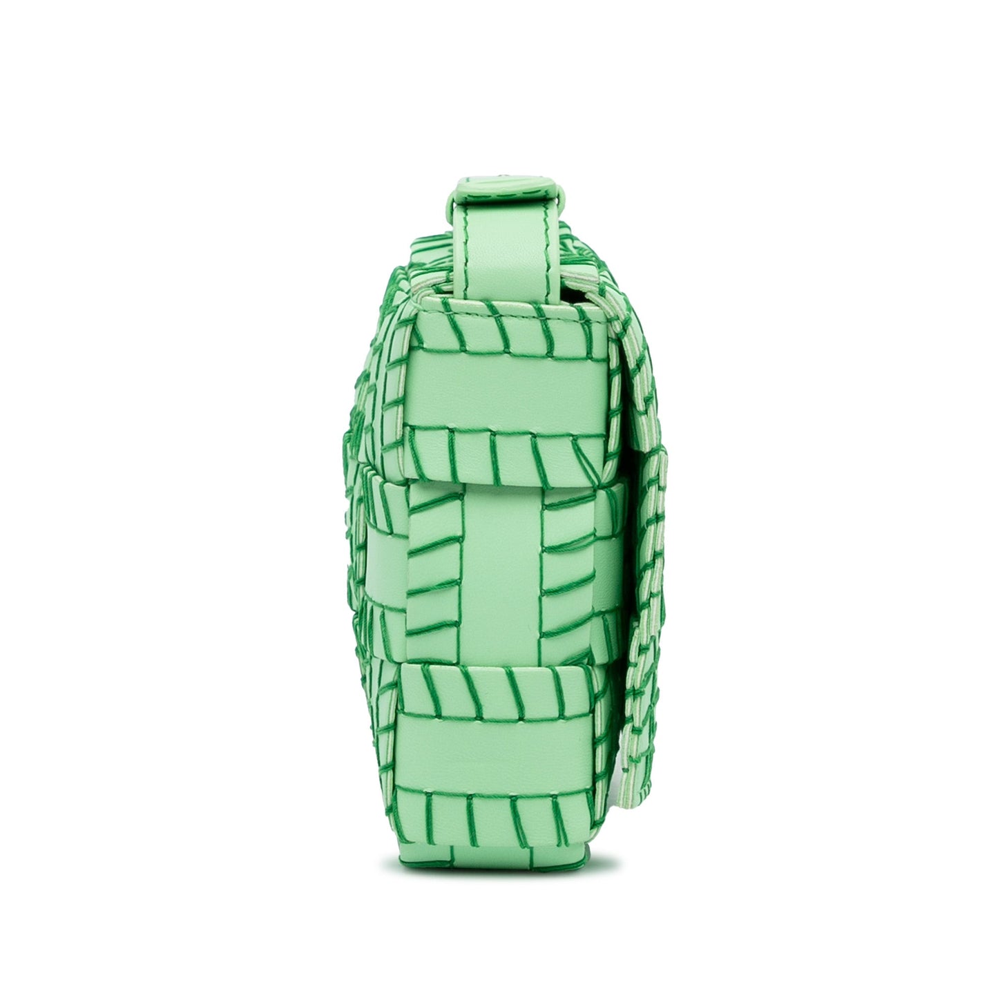 Green Bottega Veneta Maxi Intrecciato Overlock Stitched Cassette Crossbody