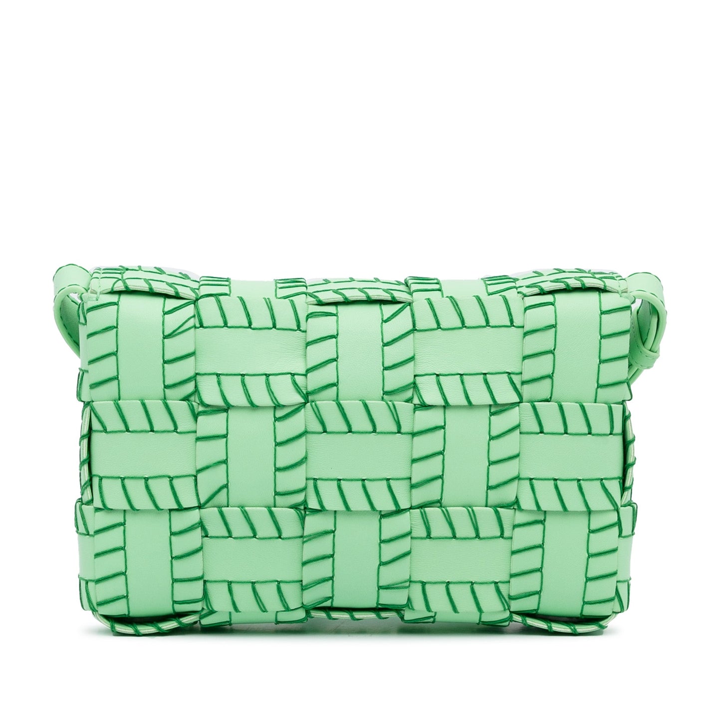 Green Bottega Veneta Maxi Intrecciato Overlock Stitched Cassette Crossbody