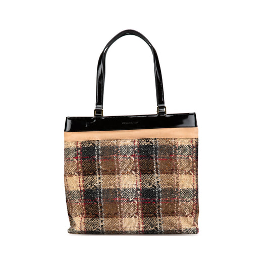 Brown Burberry Plaid Tweed Tote
