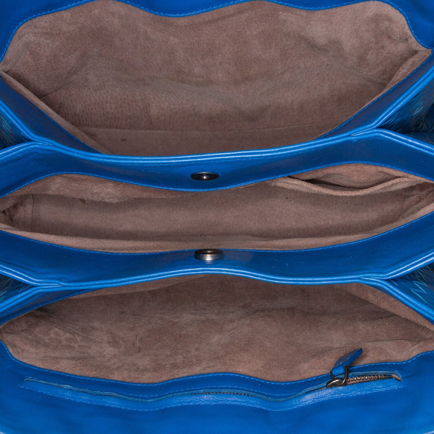 Blue Bottega Veneta Small Nappa Intrecciato Roma Satchel