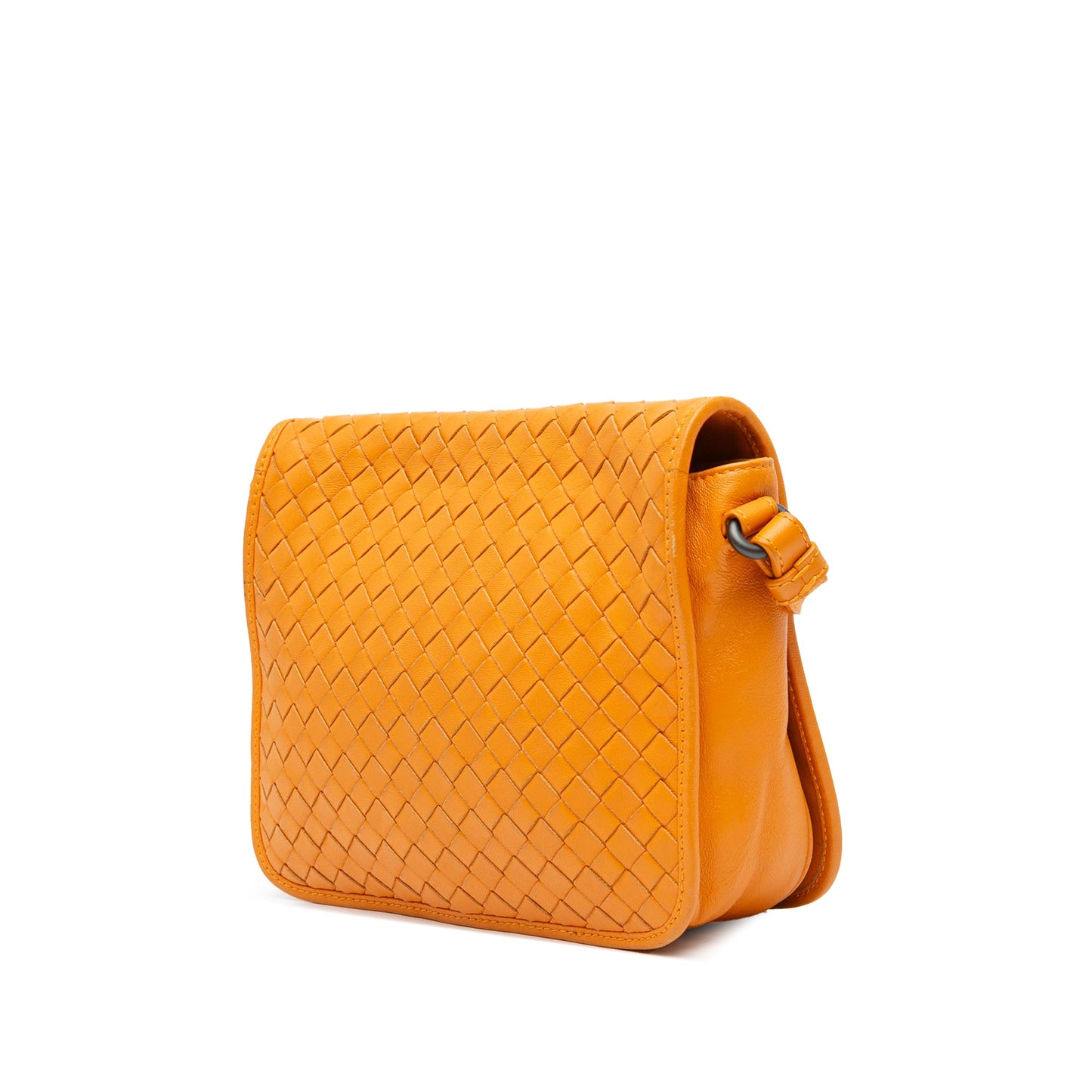 Orange Bottega Veneta Nappa Intrecciato Flap Crossbody