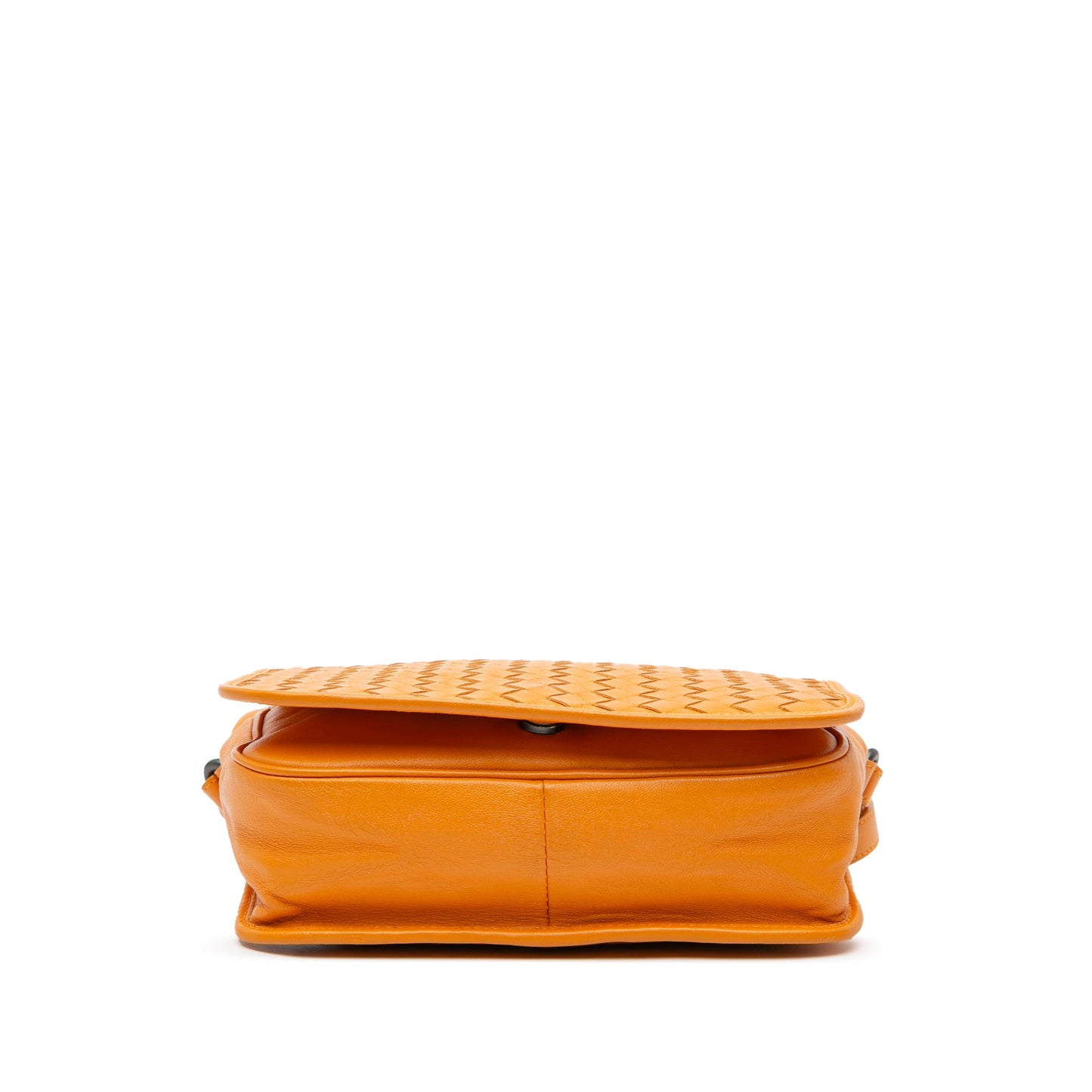 Orange Bottega Veneta Nappa Intrecciato Flap Crossbody