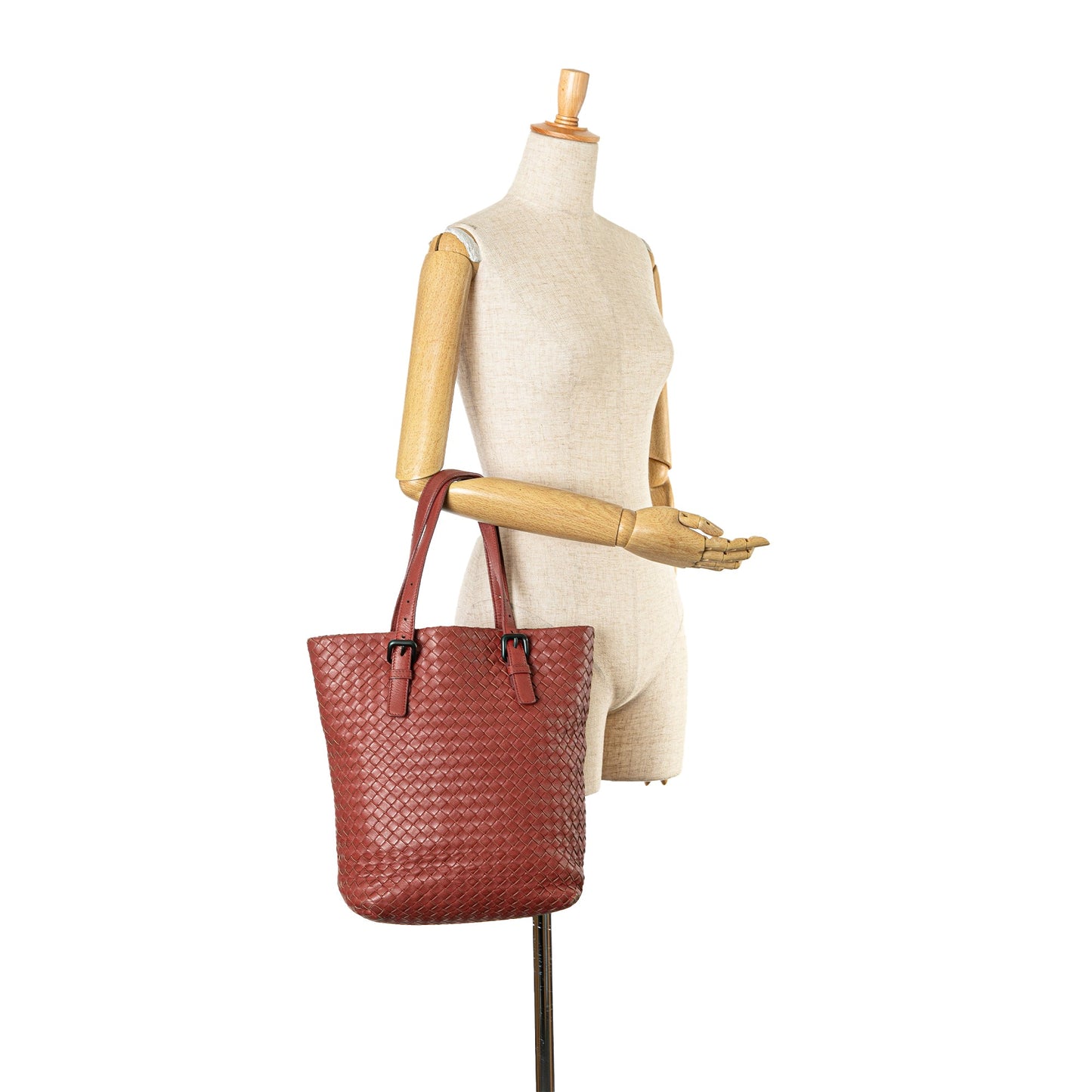 Red Bottega Veneta Intrecciato Tote