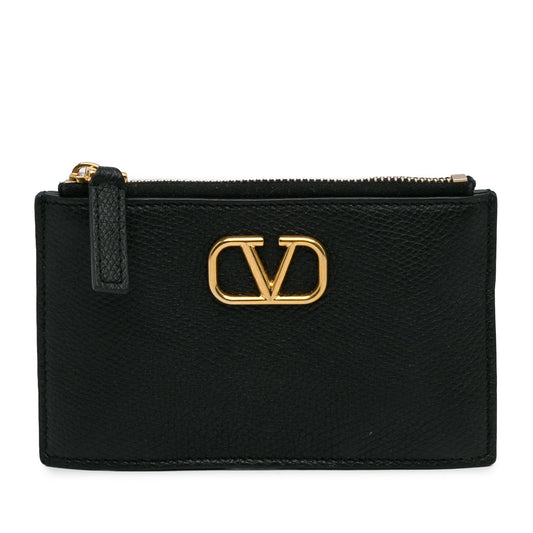 Black Valentino Leather Cardholder Card Holder