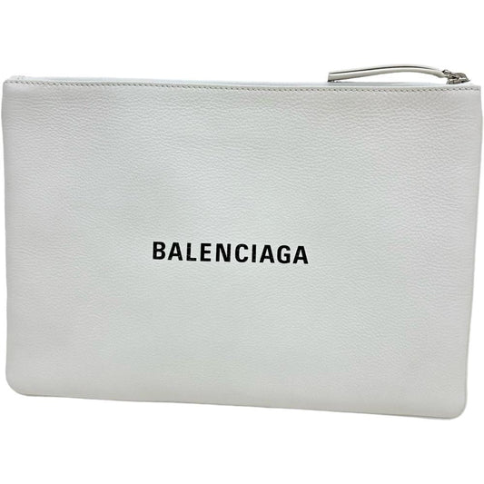 Balenciaga Leather Clutch Bag White