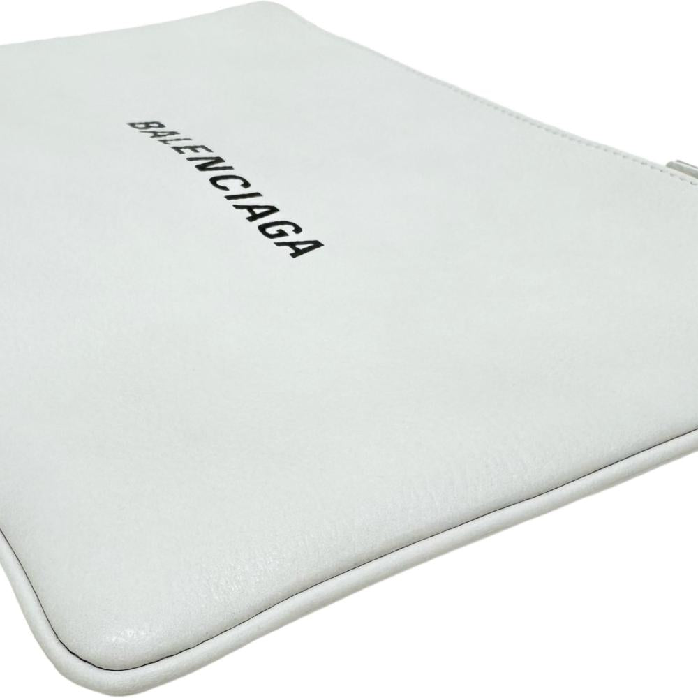 Balenciaga Leather Clutch Bag White