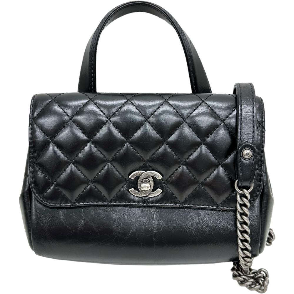Chanel Calfskin 2WAY Shoulder Bag Black