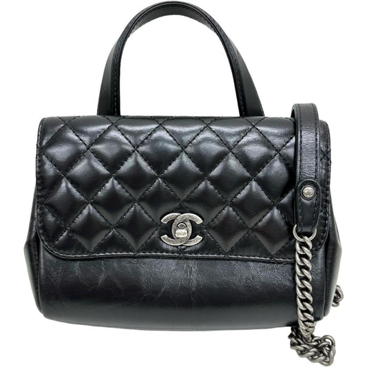 Chanel Calfskin 2WAY Shoulder Bag Black