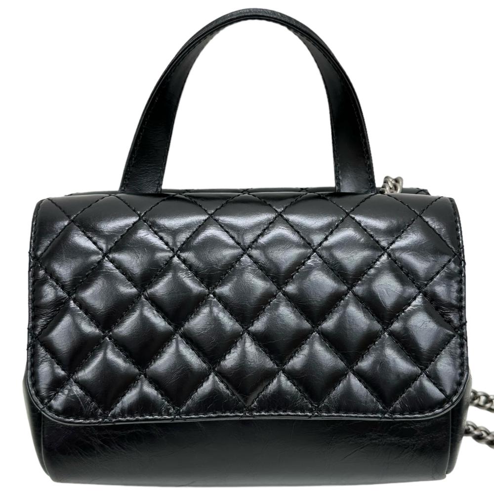 Chanel Calfskin 2WAY Shoulder Bag Black