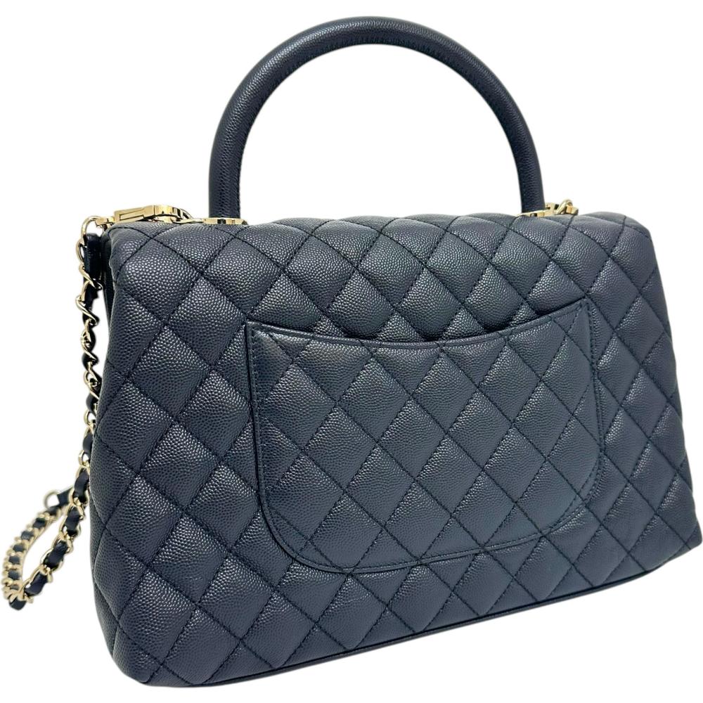 Chanel Caviar Skin Coco Handle Bag Navy