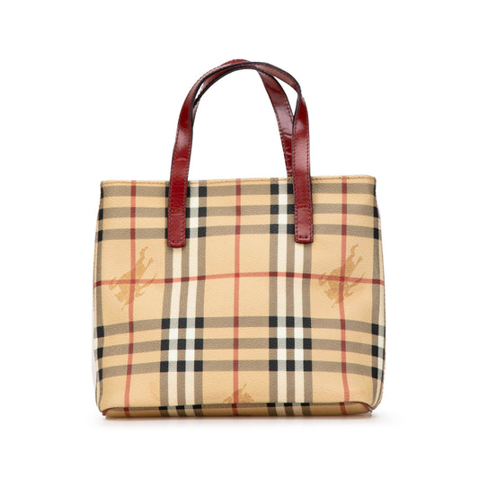 Tan Burberry Haymarket Check Coated Canvas Handbag