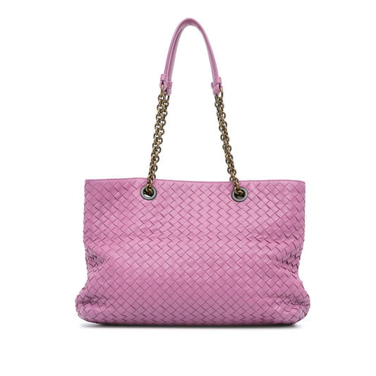 Purple Bottega Veneta Medium Intrecciato Double Chain Tote