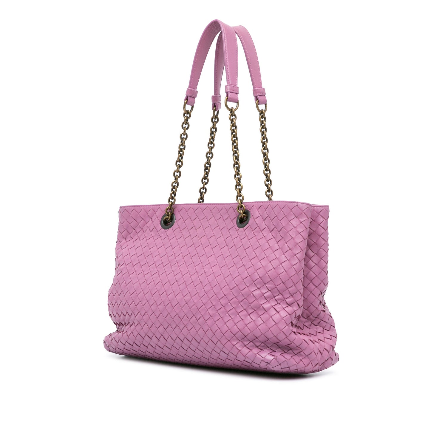 Purple Bottega Veneta Medium Intrecciato Double Chain Tote
