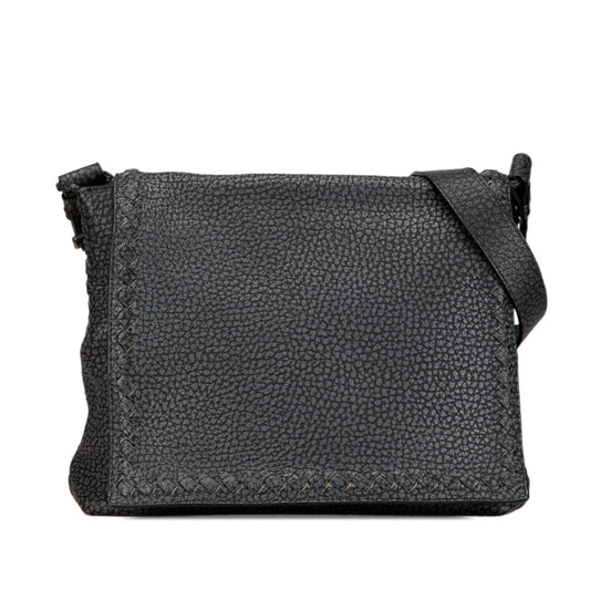 Black Bottega Veneta Calfskin Intrecciato Cervo Crossbody