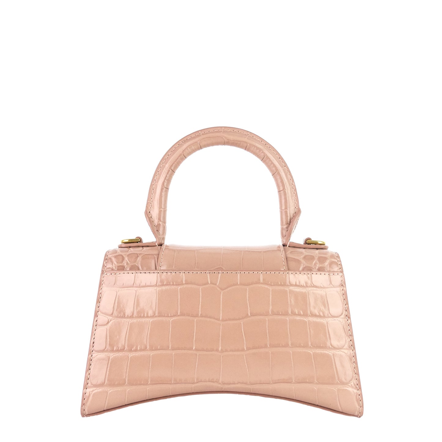 BALENCIAGA Hourglass XS Croc Embossed Leather Top Handle Bag
