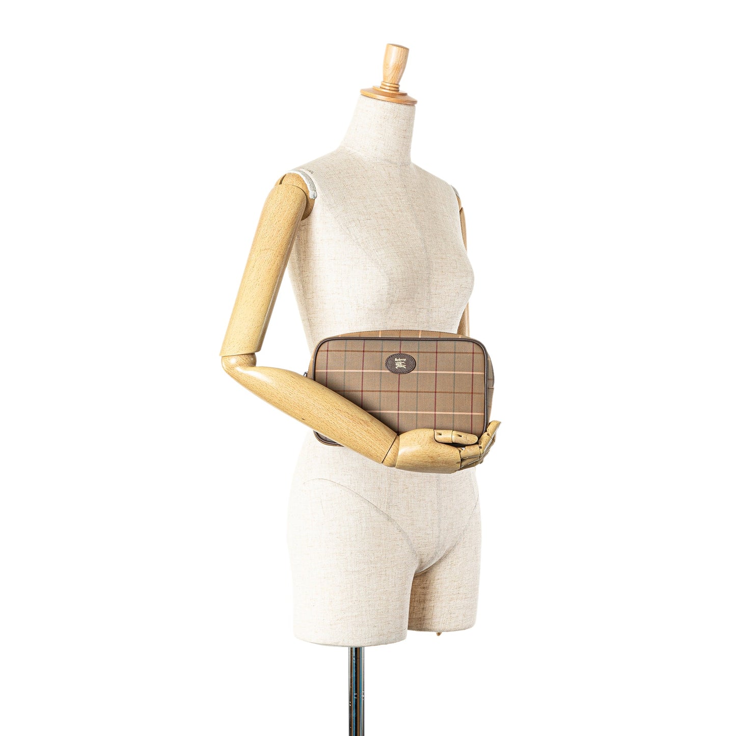 Brown Burberry Vintage Check Canvas Clutch
