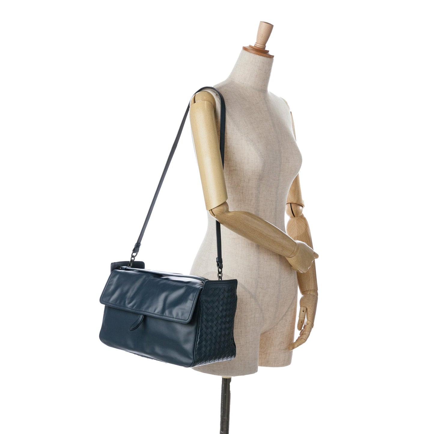 Blue Bottega Veneta Intrecciato Satchel