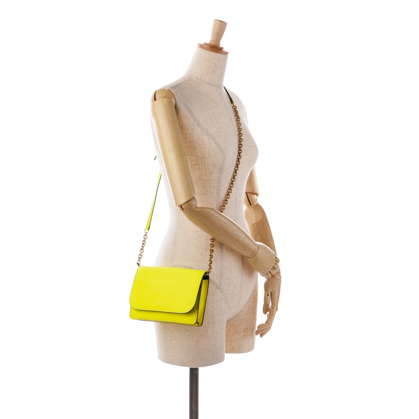 Yellow Burberry Burleigh Wallet On Chain Crossbody Bag